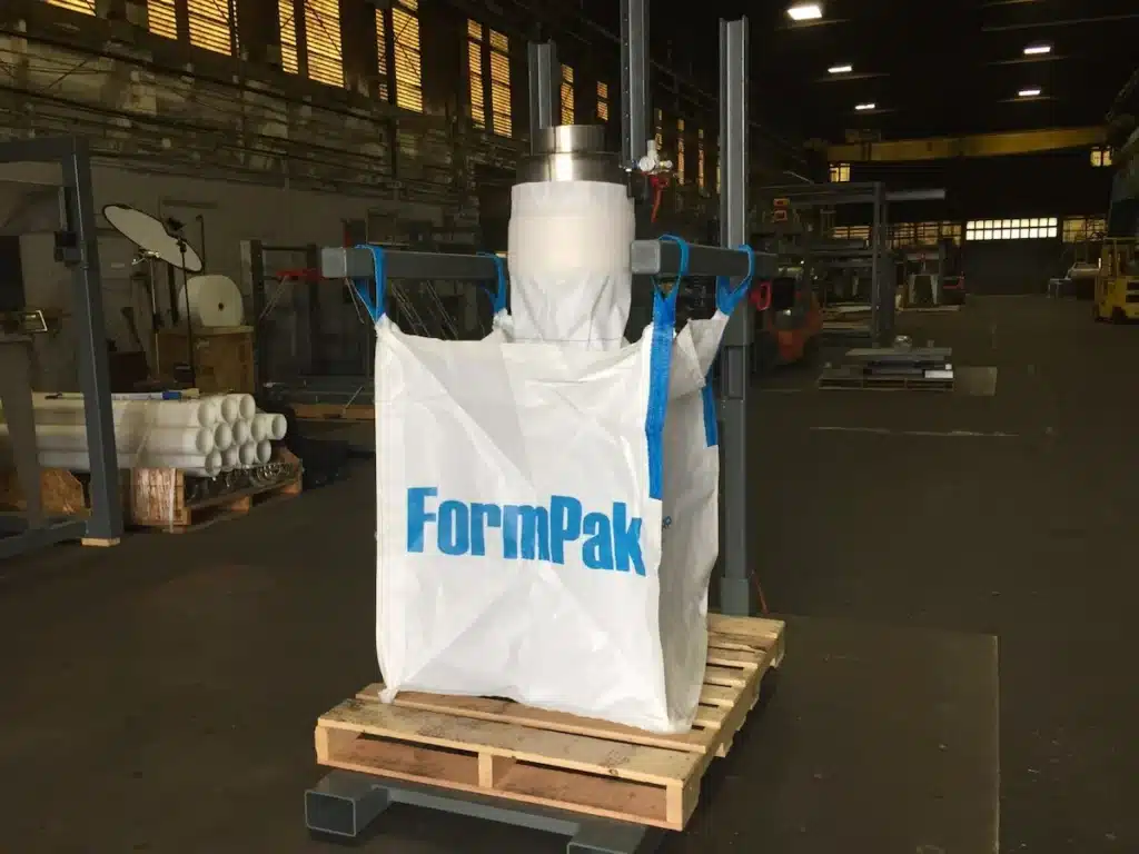 FormPak super sack loaded onto forklift hoist
